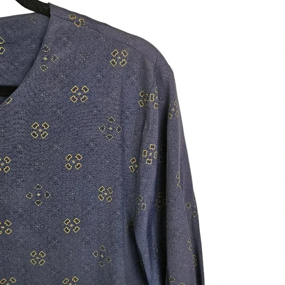 Vintage‎ J.B.S. Ltd Blue Patterned 3/4 Sleeve Tunic Button Front Womens Size 14P - Picture 9 of 11